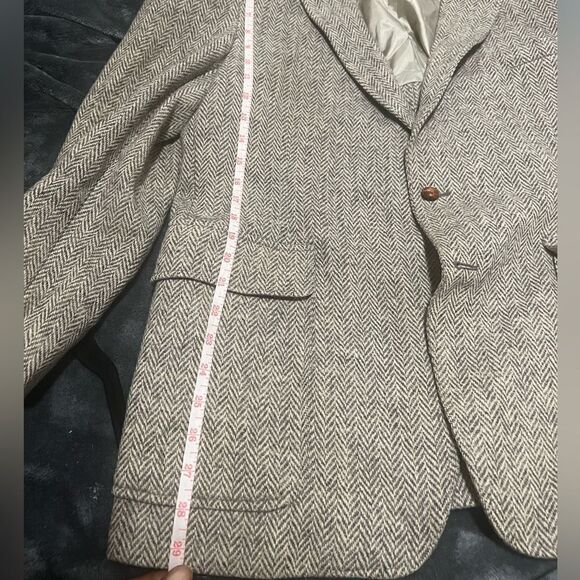 Vintage tweed wool jacket brown button super dope and classic tweed - Picture 4 of 5